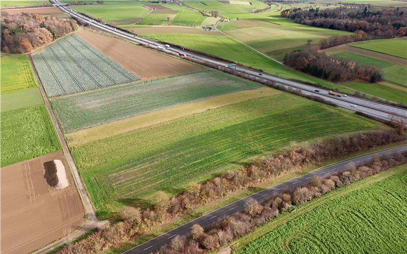 Linkseitig der A81 sollen die Solarmodule entstehen – der Baustart soll 2026 oder 2027 sein. GB-Foto: Holom