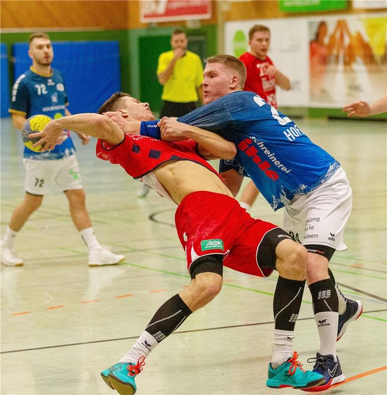 Maximilian Broehl (SG H2Ku Herrenberg #07) gegen Felix Hofacker (NSU Neckarsulm ...