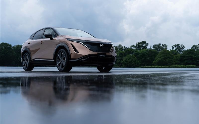 Frontmaske fürs E-Zeitalter entwickelt Mit dem Nissan Ariya soll eine neue Ära beginnen – Exterieur und Innenraum können sich bis zur finalen Serienfertigung ändern.GB-Fotos: gb