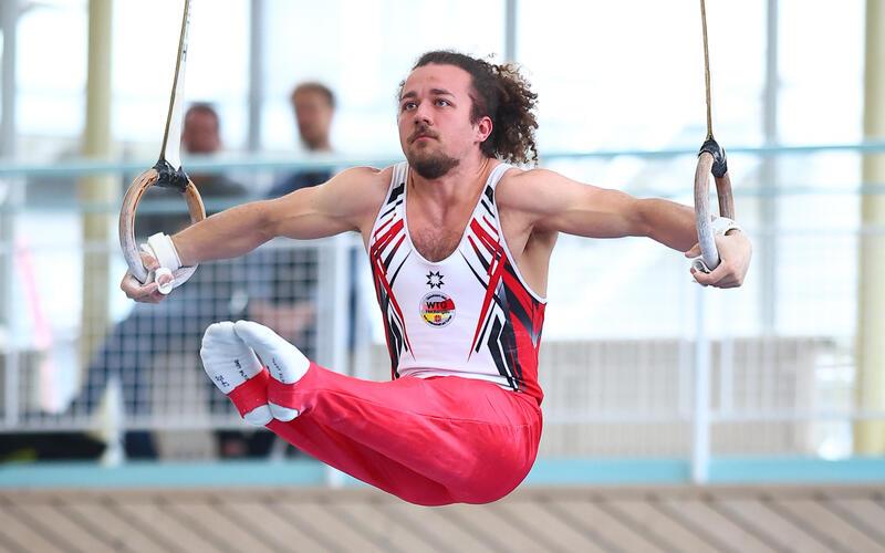 Nick Ackermann (WTG Heckengäu II) zeigte an den Ringen „die Übung seines Lebens“. GB-Foto: Hrivatakis