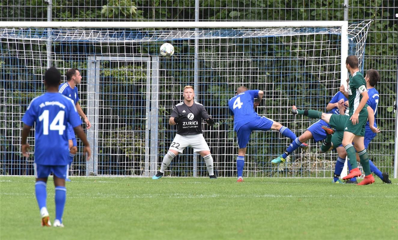 Oberjettingen, Sportplatz, Fußball Kreisliga A1, VfL Oberjettingen (blau) - TV A...