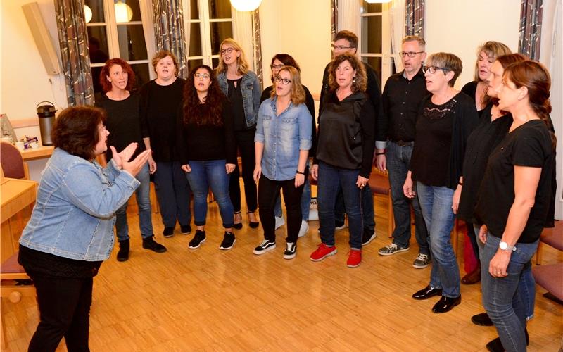 Die Suche nach einer neuen Leitung läuft Proben im evangelischenGemeindehaus: Die Mitgliederdes neuen Chors JoyceGB-Foto: Holom