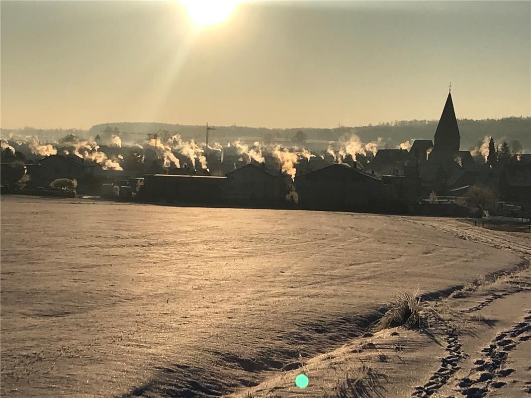 Rauchzeichen am Morgen, gesehen vom Bondorfer Rainer Wolf in Hildrizhausen. 