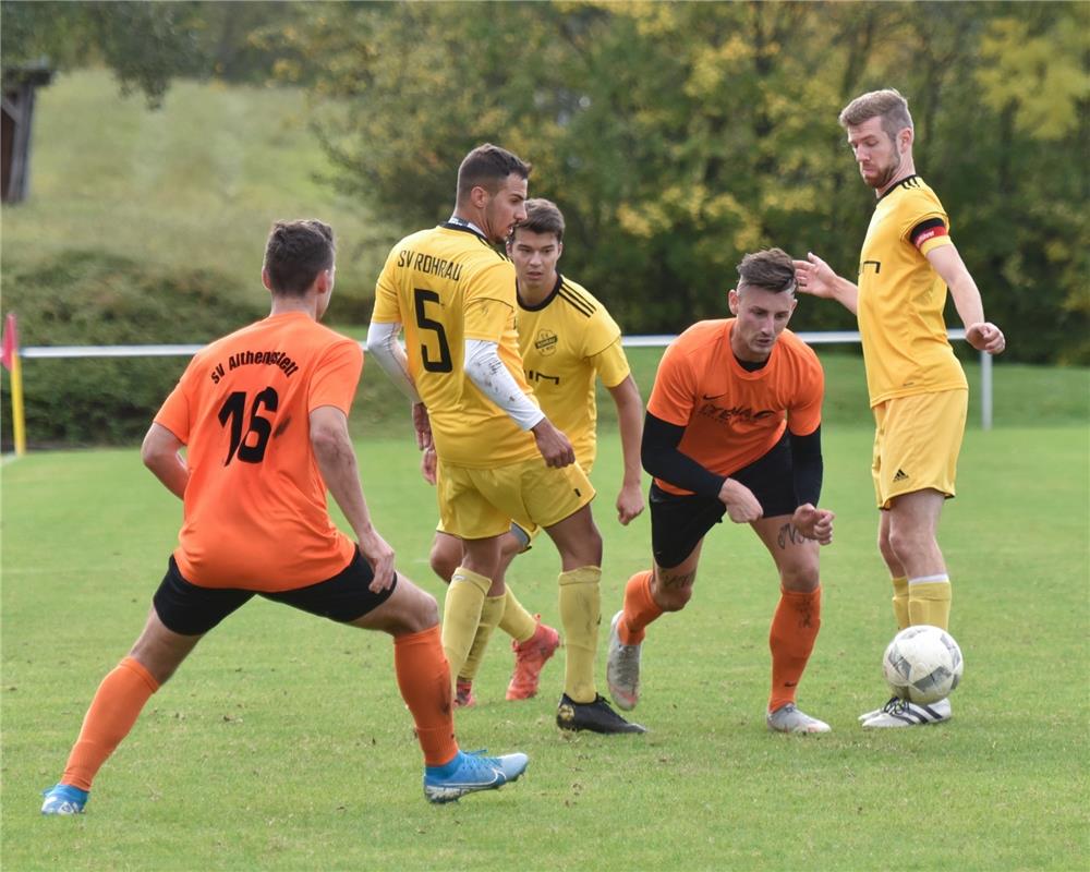 Rohrau, Sportplatz, Fußball-Bezirksliga, SV Rohrau (gelb) - SV Althengstett (ora...