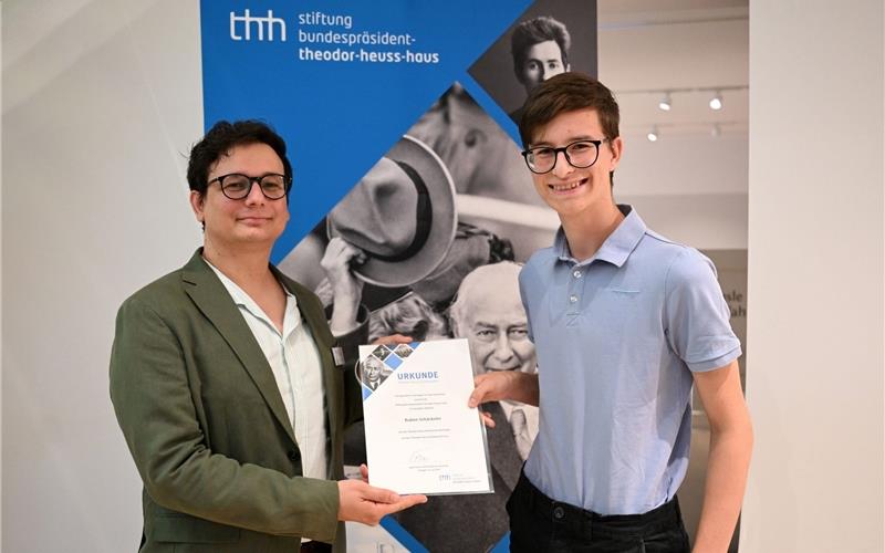 Ruben Schäckeler mit dem Theodor-Heuss-Schülerpreis ausgezeichnet