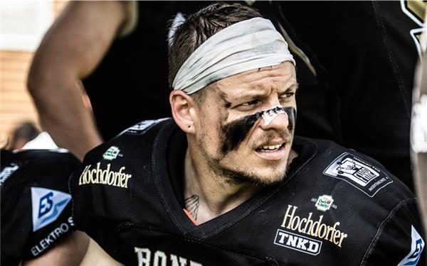 Safety Philipp Scholze: Die Bondorf Bulls haben auch nach der Niederlage im Spitzenspiel in Mannheim noch den Relegationsplatz im Blick. GB-Foto: Schmidt