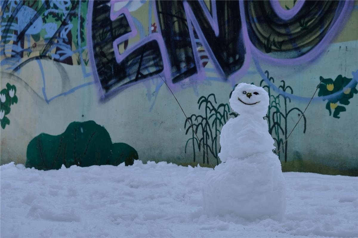 SchneeArt trifft StreetArt : Wolfgang Schmnidt hat die große Kunst am Spieltplat...