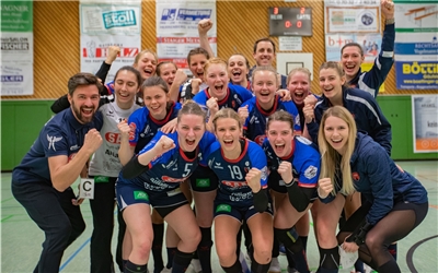 Sieg, jubel, emotionen, Mannschaft SG H2Ku Herrenberg, SG H2Ku Herrenberg Kuties - HC Leipzig, Handball, 2.Bundesliga, Frauen, HBF, Saison 2020/2021, 13.Spieltag, 23.01.2021, Foto: EIBNER/DROFITSCH