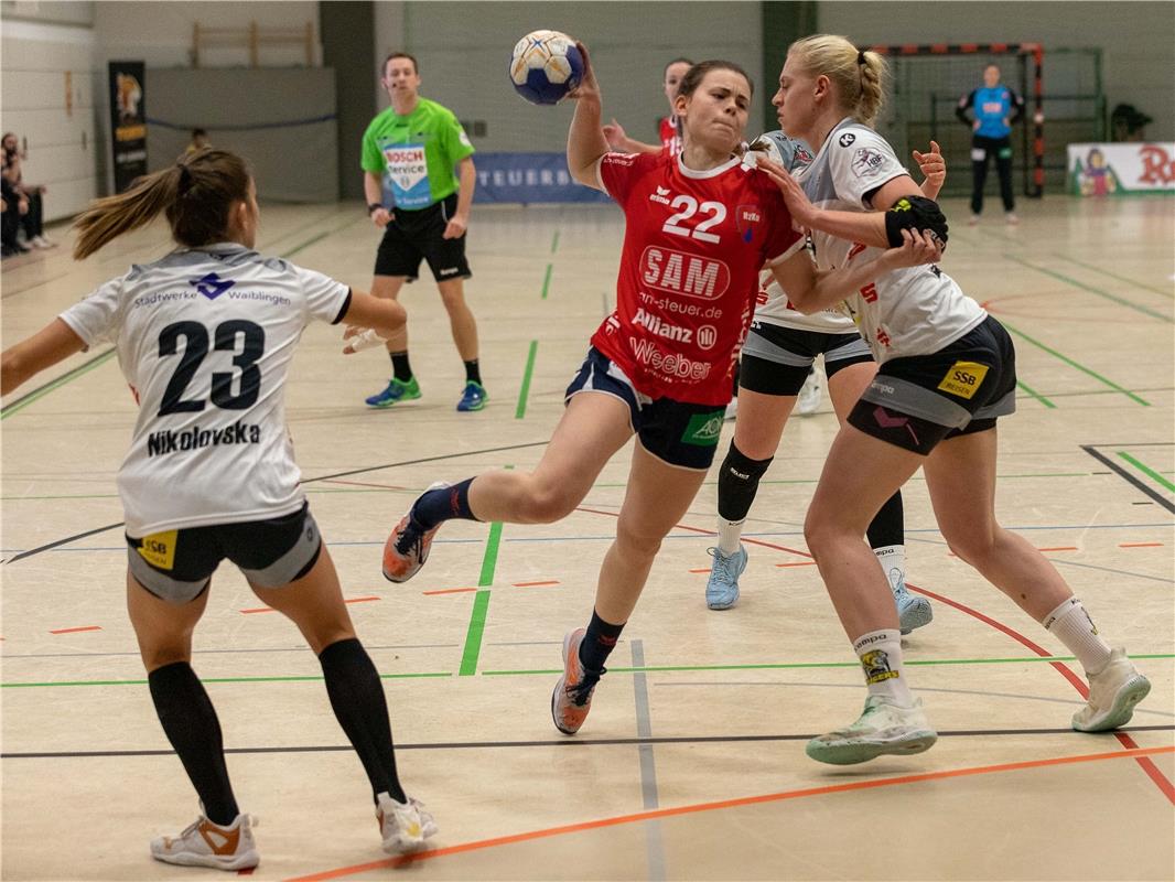 Simona Nikolovska (VfL Waiblingen #23), Marie-Christine Beddies (SG H2Ku Herrenb...