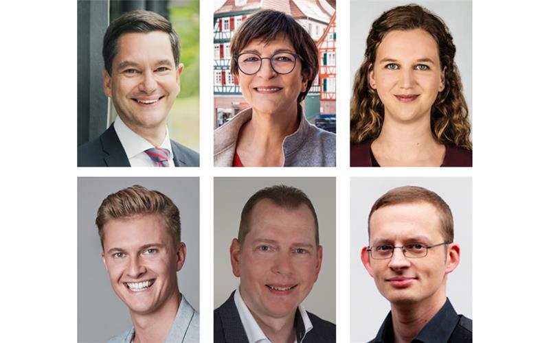 So manch frisches Gesicht will den Kreis Calw im Bundestag vertreten (von links oben): Klaus Mack (CDU), Saskia Esken (SPD), Sara Haug (Grüne), Michael König (FDP), Marcus Lotzin (AfD) und Thomas Hanser (Die Linke) GB-Fotos: gb