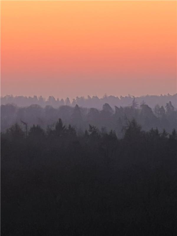 Sonnenaufgang am 12. Januar vom Schönbuchturm aus beobachtet. Von Sabina Steinma...