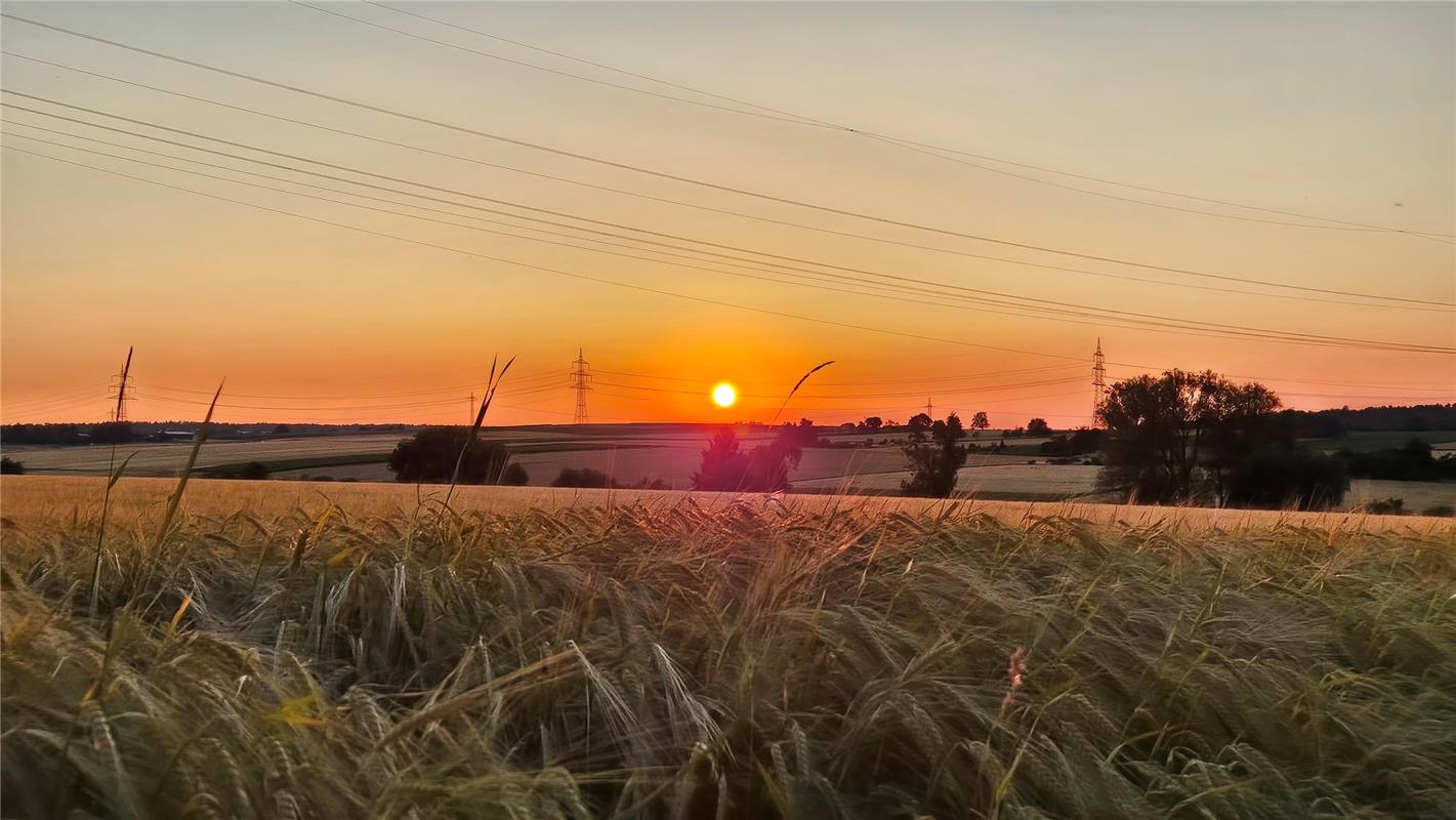 Sonnenuntergang über den Feldern nach einem heißen Tag.  Von Mirjam Krämer aus N...