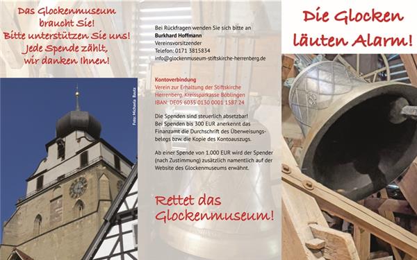 Spenden-Aufruf für das Glockenmuseum in einem Flyer.  GB-Repro: gb