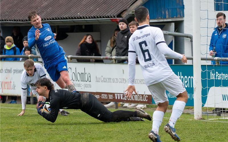 Starke Paraden: In einer engen ersten Hälfte war auf SVO-Keeper Silvio Lomusico Verlass. GB-Foto: Vecsey