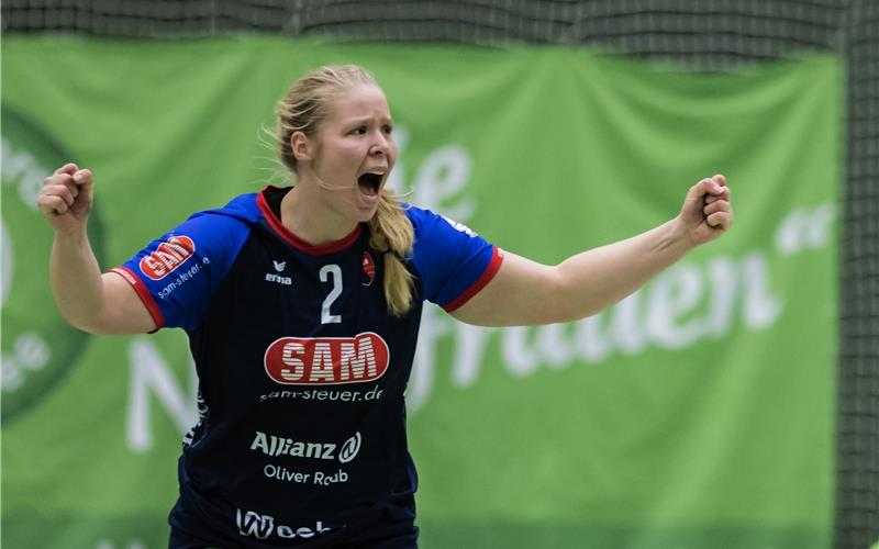 Galerie: TSV Nord Harrislee vs SG H2Ku Torjubel bei Stefanie Schoeneberg (SG H2Ku Herrenberg) Foto: Kohring/Eibner