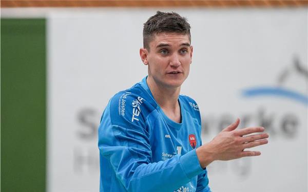 Torwart David Herz hielt die SG H2Ku Herrenberg vor der Pause im Spiel. GB-Foto: Eibner/La Rocca