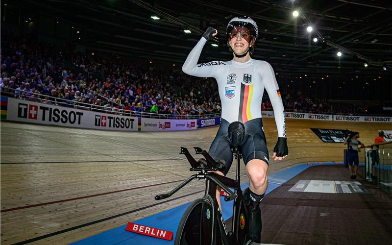 Triumph bei der Bahnrad-WM in Berlin: Franziska Brauße freut sich jetzt eben auf Olympia 2021 GB-Foto (Archiv): Mill