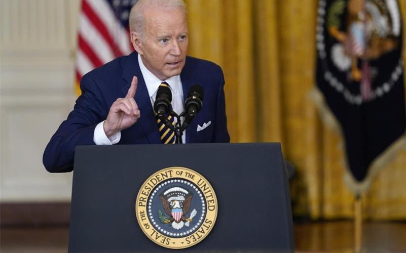 US-Präsident Joe Biden während einer Pressekonferenz im East Room des Weißen Hauses. Foto: Susan Walsh/AP/dpa