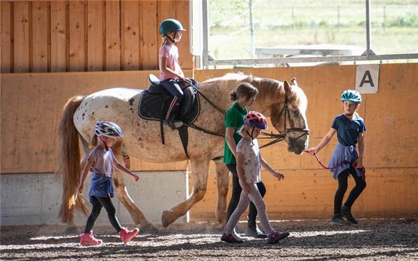 Viele Kinder machen während des Ferienkurses ihre ersten Erfahrungen mit Pferden. GB-Foto: Dettenmeyer