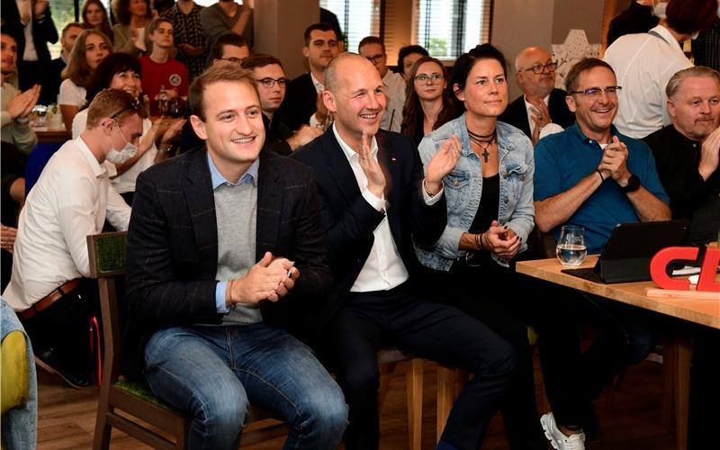 Wahlparty der CDU mit dem CDU-Kreisvorsitzenden Matthias Miller und dem wiedergewählten Wahlkreisabgeordneten Marc BiadaczGB-Foto: Holom