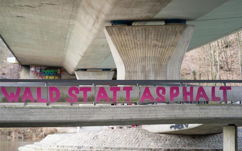 „Wald statt Asphalt“ auf einer Brücke im Bamberger Hain. Die Verhandlungen über das internationale Rahmenabkommen zum Schutz der Biodiversität sind ins Stocken geraten. Foto: Nicolas Armer/dpa