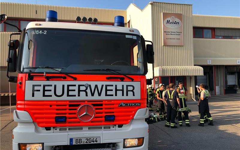 Großbrand bei der Fleisch- und Wurstfabrik Meister in Nebringen