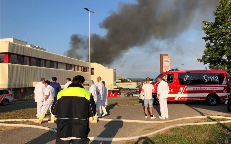 Großbrand bei der Fleisch- und Wurstfabrik Meister in Nebringen