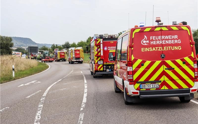 Auf der Südumfahrung Gültstein: Großeinsatz nach Unfall