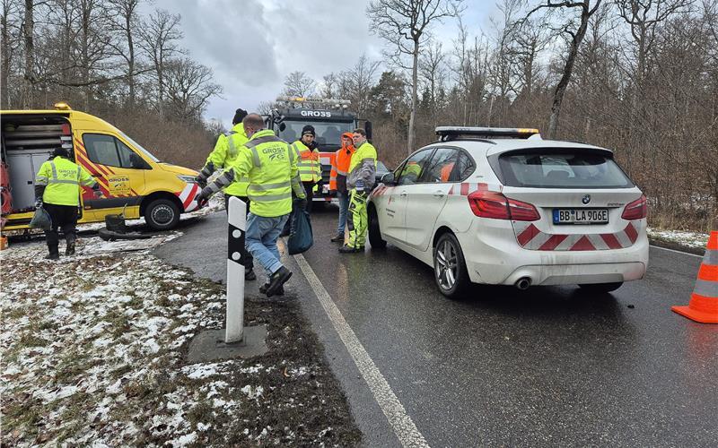 Keine Verletzten: Mannschaftsbus des American Football Teams „Stuttgart Surge“ verunglückt bei Herre