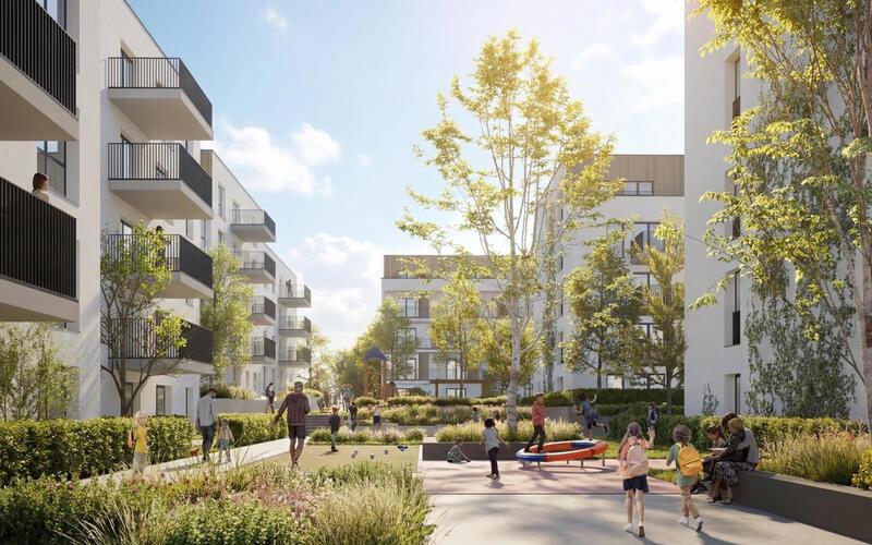 Wie viel Grün darf es im geplanten Wohnquartier an der Schäferlinde sein?GB-Visualisierung: Instone Real Estate