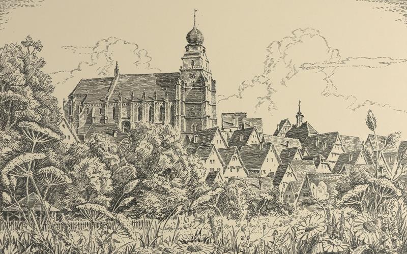 Zweimal Stiftskirche: Das Wahrzeichen der Stadt Herrenberg hat Schmolz mehrfach abgebildet. GB-Fotos: gb