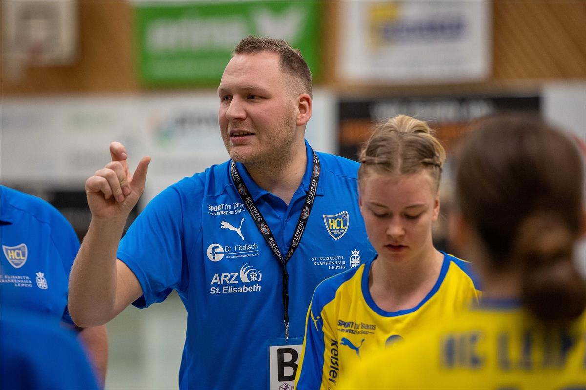 emotionen, Fabian Kunze (Trainer HC Leipzig), SG H2Ku Herrenberg Kuties - HC Lei...