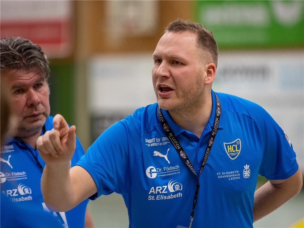 emotionen, Fabian Kunze (Trainer HC Leipzig), SG H2Ku Herrenberg Kuties - HC Lei...