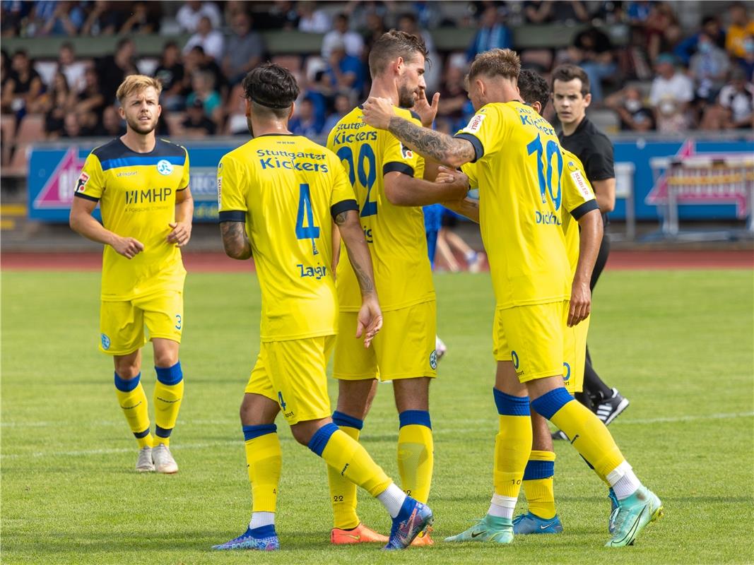 emotionen, jubel, Tor zum 0:3 durch Kevin icklhuber (SV Stuttgarter Kickers #10)...