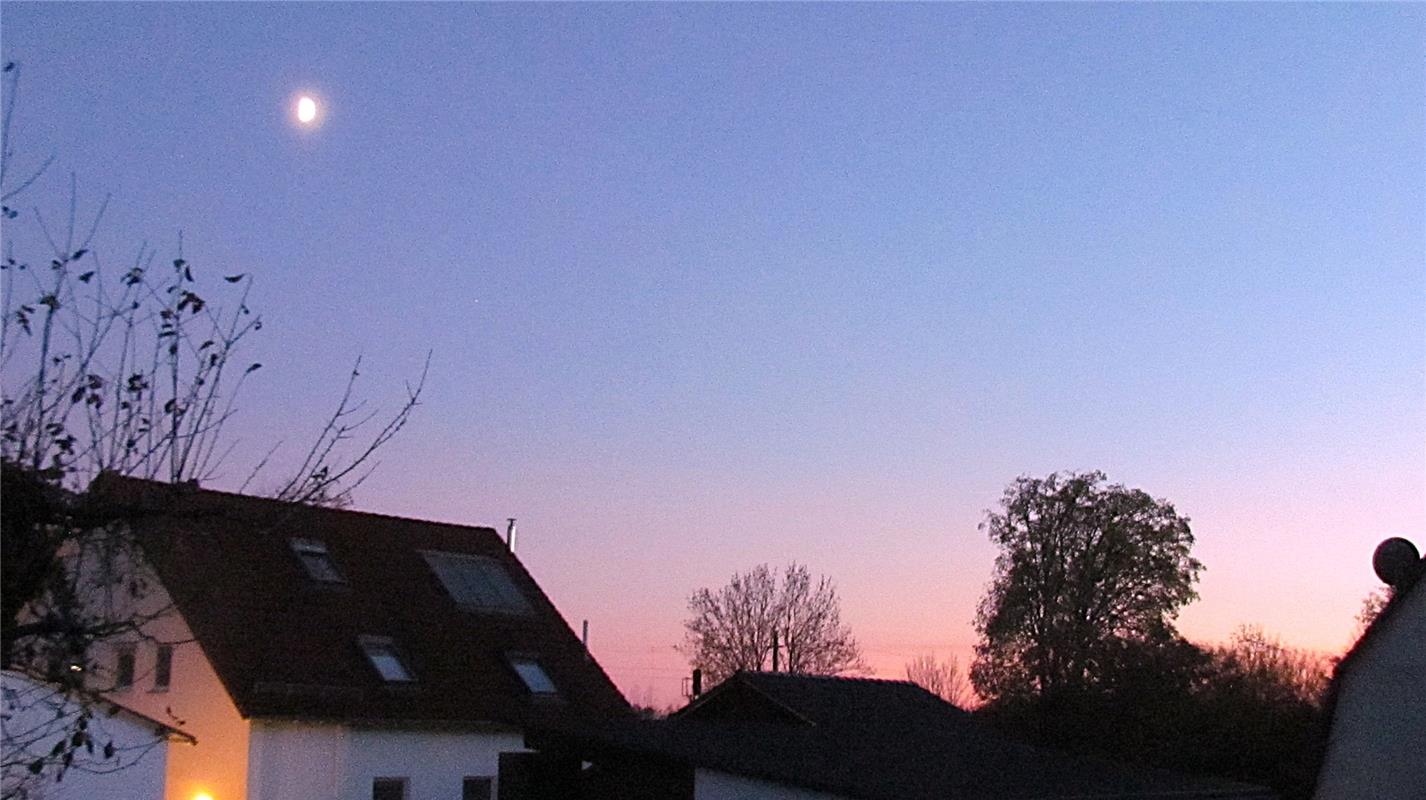 (für Insta verwendet) 17.45 ... Abendrot + Halbmond ... 18.00 Kuuuuuuhnacht.  Vo...
