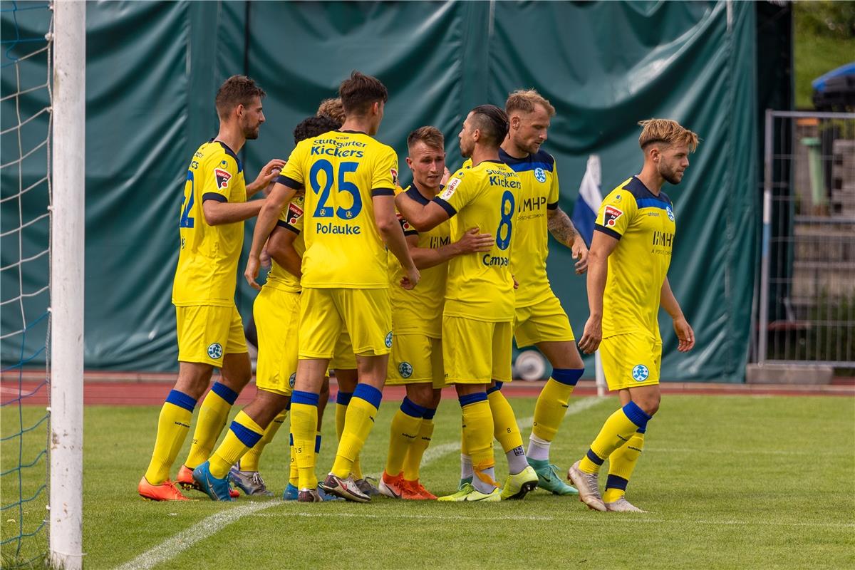 jubel, emotionen, Tor 0:1 durch Malte Moos (SV Stuttgarter Kickers #02), VfL Sin...