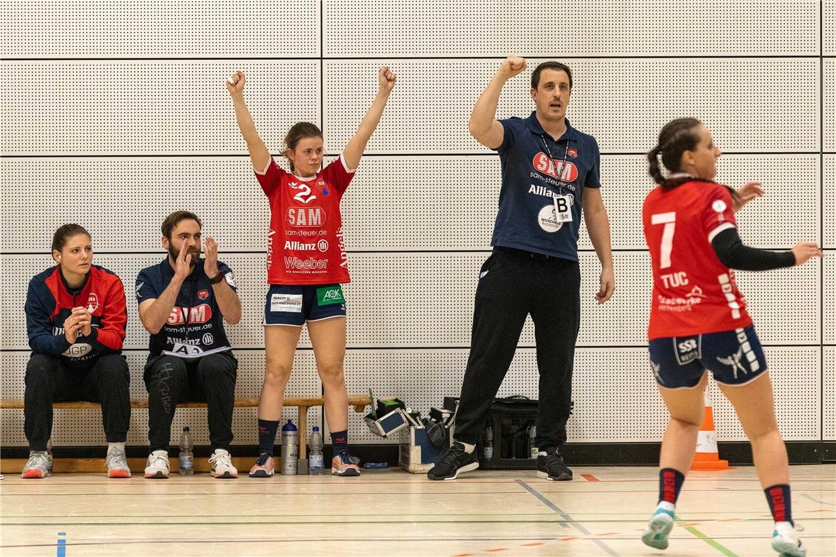 jubel, emotionen / VfL Waiblingen Tigers - SG H2Ku Herrenberg Kuties , Handball,...